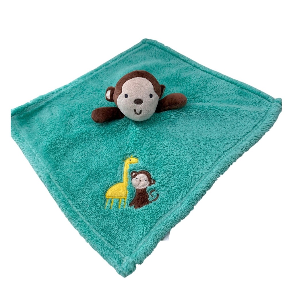 Baby Gear Monkey Giraffe Lovey Security Blanket Teal Plush BB2025535